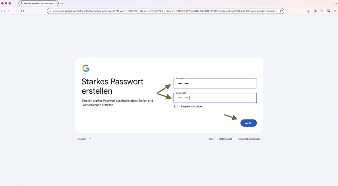 Sicheres Passwort für das Google-Konto erstellen