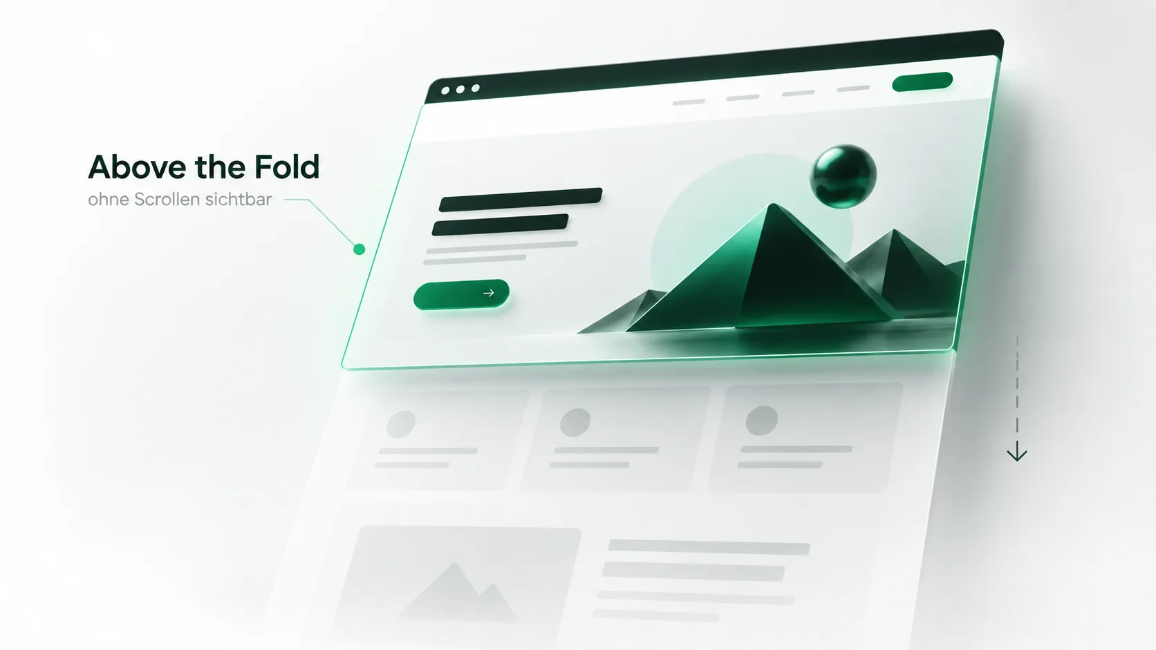 Darstellung des ohne Scrollen sichtbaren Above-the-Fold-Bereichs einer Website