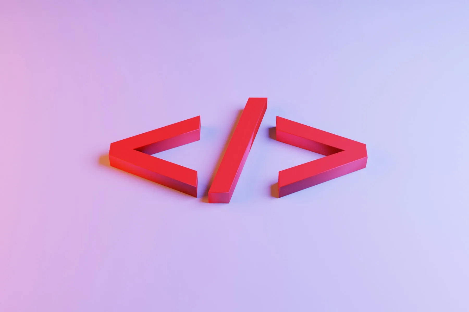 Rote Code-Klammern auf violettem Hintergrund als Symbol für einen Canonical-Tag