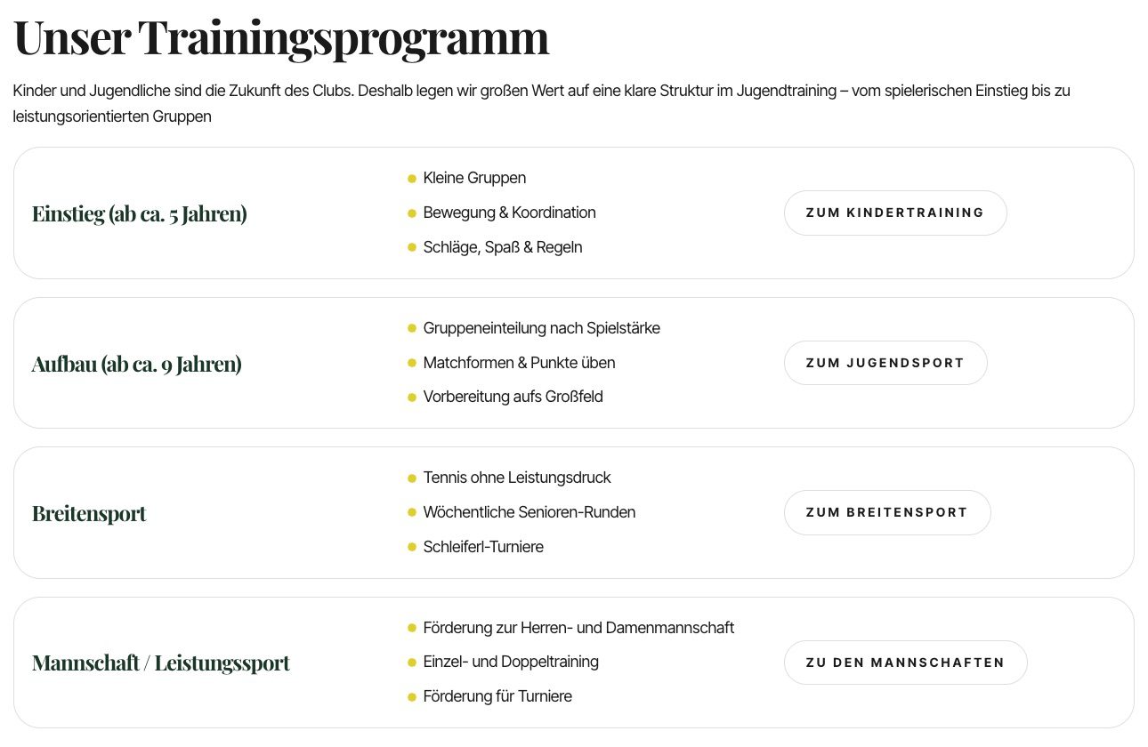 Webdesign Sportclub Tennis