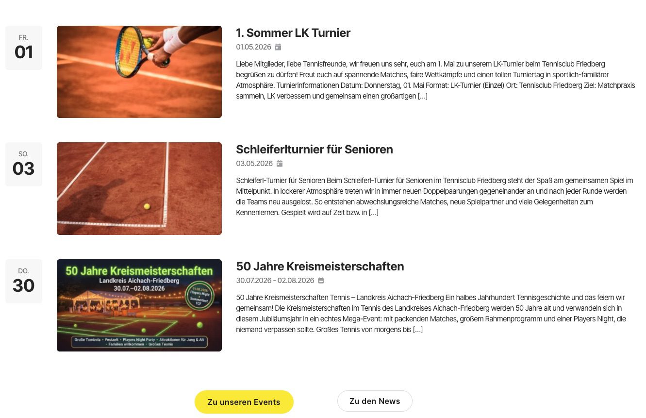 Webdesign Sportverein TC Friedberg
