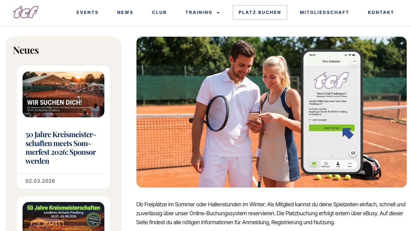 Webdesign Verein TCF