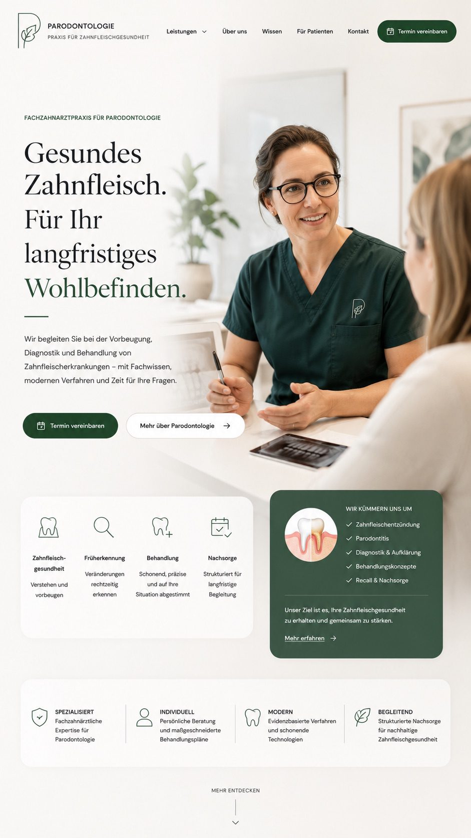 Moderne Parodontologie Klinik-Website