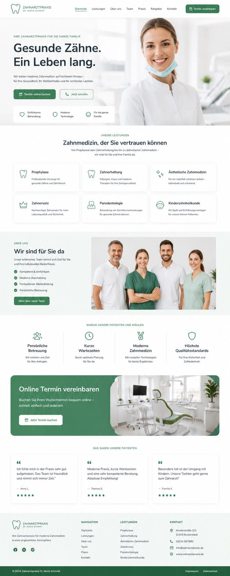 Moderne Zahnarztpraxis Website Allgemeinzahnarzt