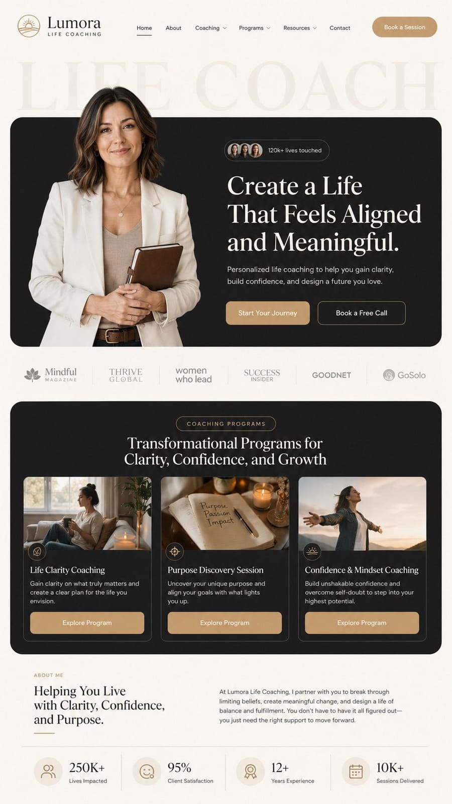 Webdesign Beispiel für Life Coaches